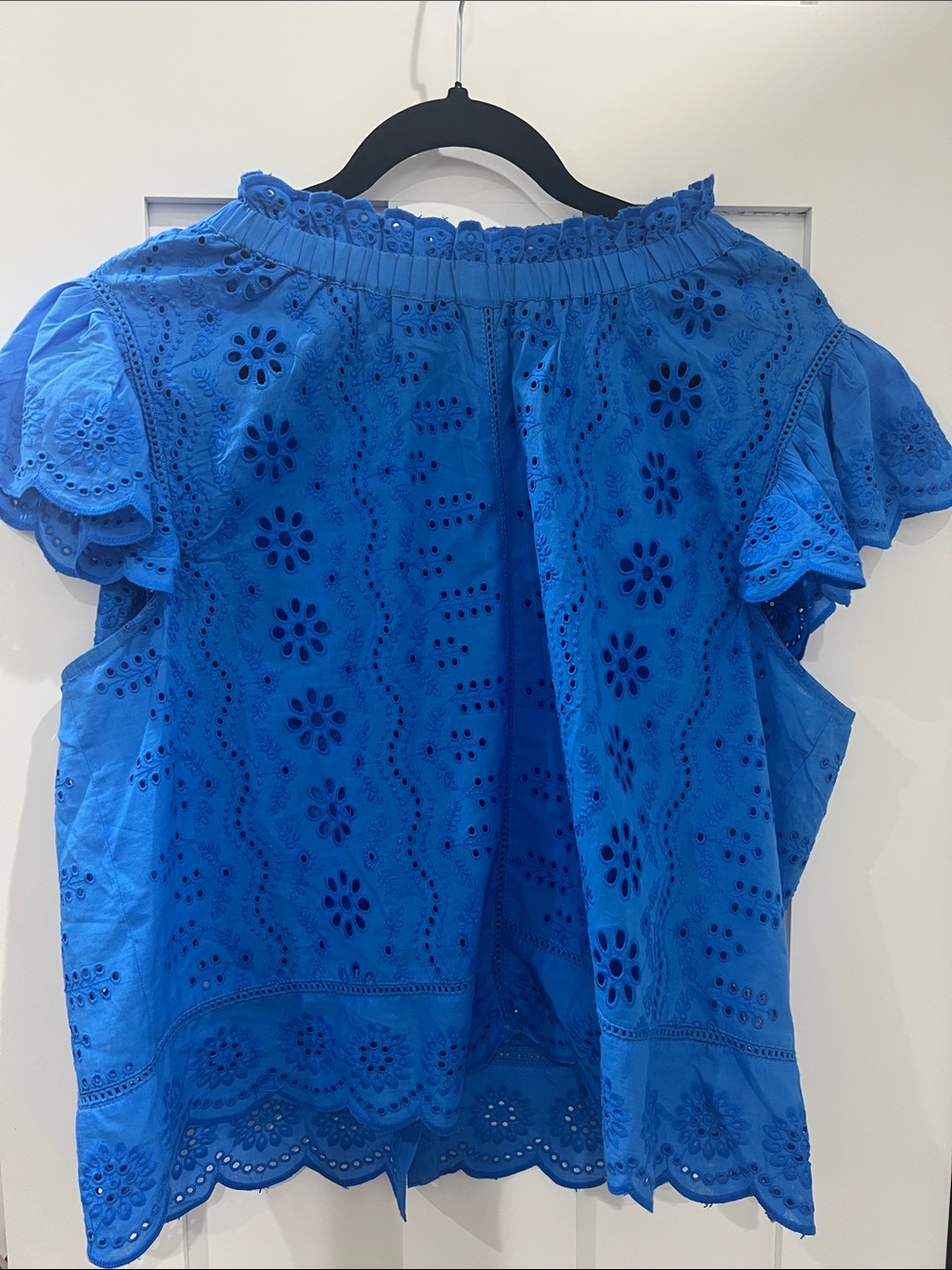 Women’s Blue Eyelet Off-Shoulder Top